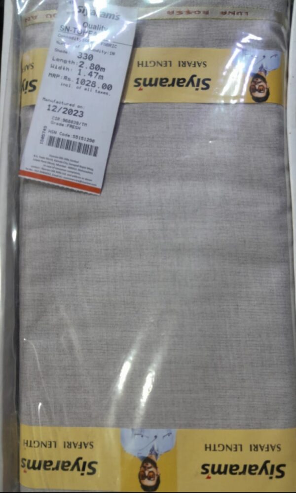 Siyaram’s Safari Length  Suiting Fabric  Light Grey