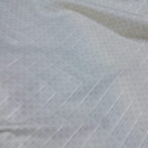 White Cotton Jacquard Fabric with Subtle Vertical Stripes and Diamond Pattern