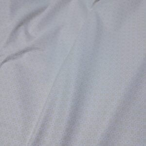 White Cotton Fabric with Beige Square Dot Motif Print
