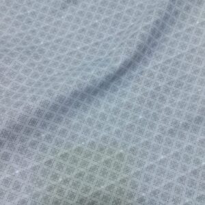 White Cotton Fabric with Micro Floral Dot Print – Light Grey Edition