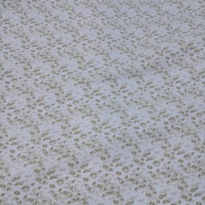 White Cotton Fabric with Geometric Triangle Print – Olive Green Edition