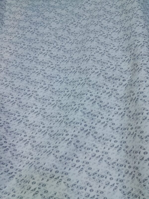 Light Blue Cotton Blend Fabric with Geometric Triangle Print