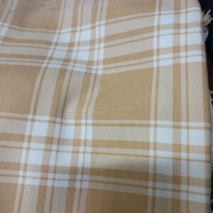 Beige White Windowpane Checks Twill Cotton Shirt Piece