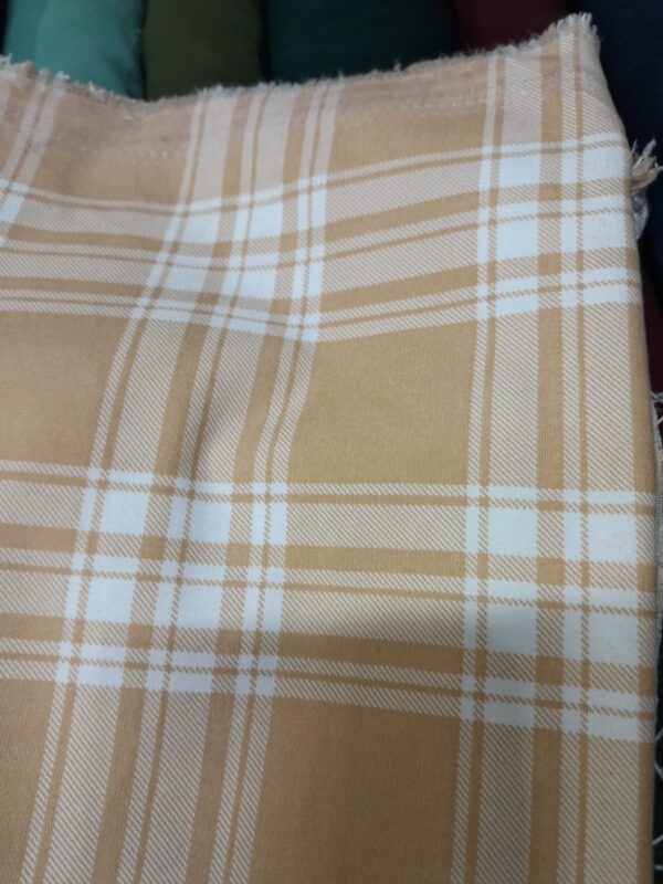 Beige White Windowpane Checks Twill Cotton Shirt Piece