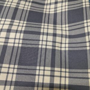 Navy Blue & Cream Twill Cotton Large Check Shirt Fabric
