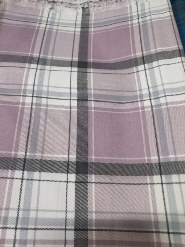 Men's Premium Twill Cotton Shirt Piece – Lavender & White Checkered Fabric