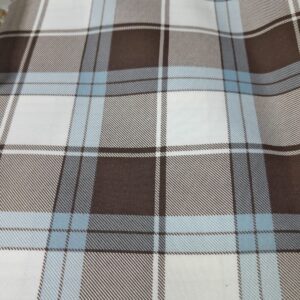 Men's Twill Cotton Shirt Piece – Coffee Brown & Sky Blue Check Fabric