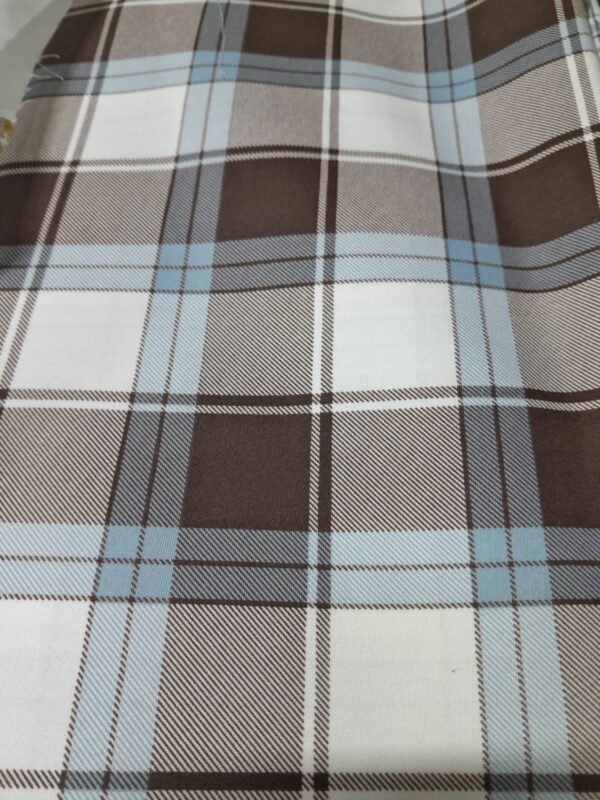 Men's Twill Cotton Shirt Piece – Coffee Brown & Sky Blue Check Fabric