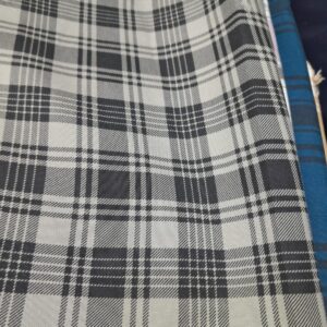 Classic Black & White Tartan Check Cotton Blend Fabric – Medium Weight for Shirts, Dresses, and Upholstery