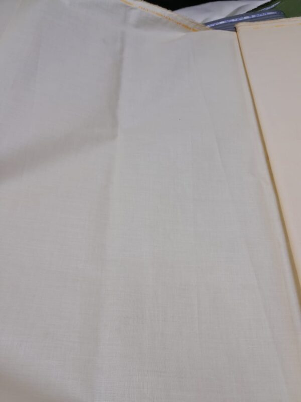 Cream-Colored Pure Cotton Plain Weave Fabric – Ideal for Kurta, Shirt & Traditional Wear"