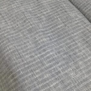"Grey Slub Cotton-Linen Blend Fabric with Woven White