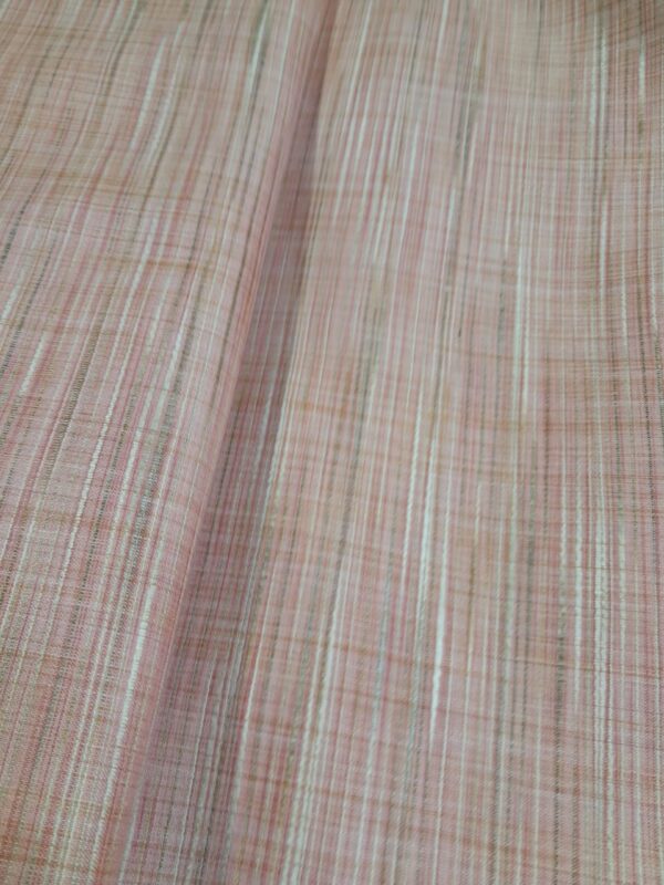 Multicolor Handwoven Slub Cotton Fabric in Pastel Stripes - Image 2