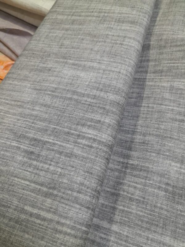 Grey Handwoven Look Slub Cotton Fabric – Chambray Texture for Casual and Ethnic Wear"