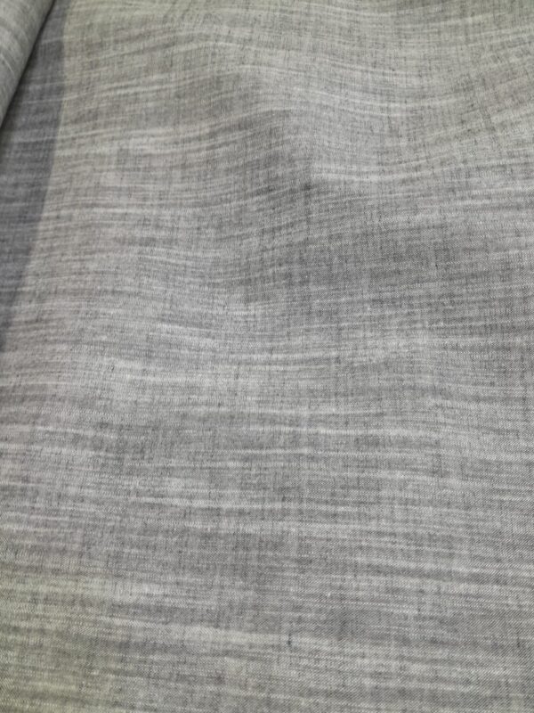 Grey Handwoven Look Slub Cotton Fabric – Chambray Texture for Casual and Ethnic Wear" - Image 2