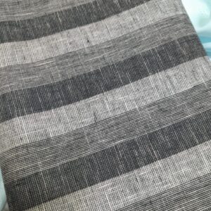 Handloom-Style Black & Off-White Stripe Cotton Fabric