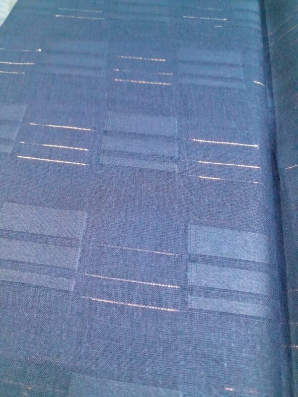 Midnight Blue Jacquard Fabric – Box & Line Pattern - Image 2