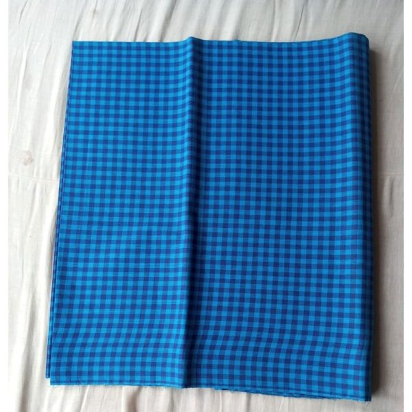 Blue Check Cotton Fabric - Image 4