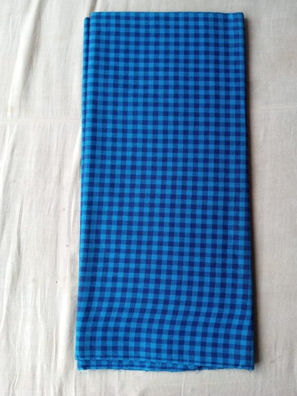 Blue Check Cotton Fabric - Image 2